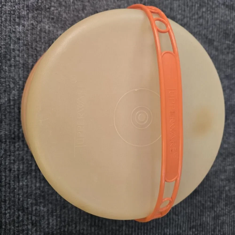 Vintage Tupperware Round Cake Taker Carrier 683 684 624 Orange Lid Tray Handle